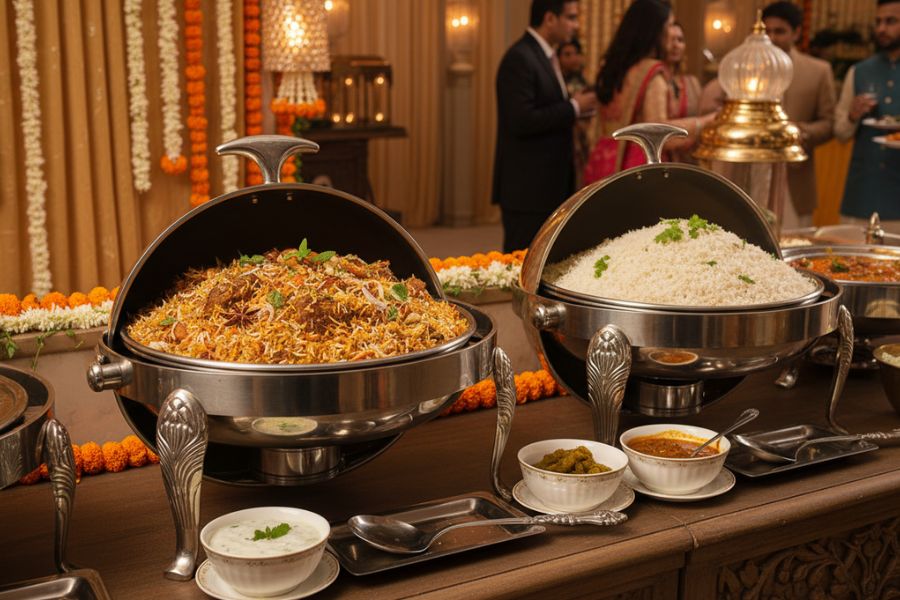 Multicultural wedding catering setup in Kolkata